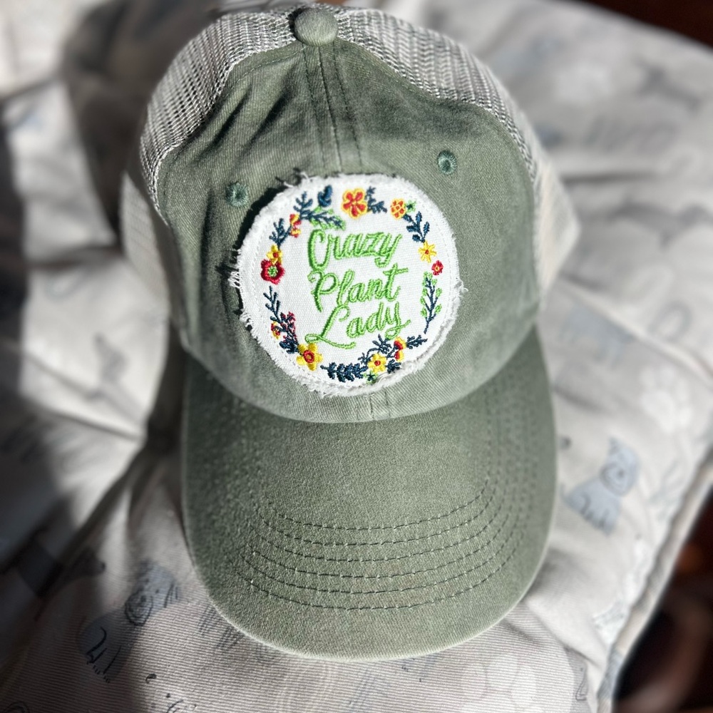 “CRAZY PLANT LADY”embroidered ball cap by MARKET & LAYNE w/mesh & adjustable NWT - Picture 12 of 15